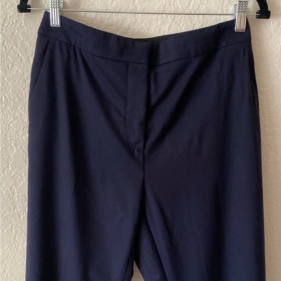 MaxMara $945 Dress Pants Size 8 Navy Blue Straight Leg Pockets Work Professional - Picture 2 of 7